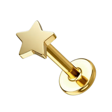 Gold Titanium - Plain Star - Threadless Labret