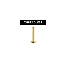 Gold Titanium Threadless Flat Back Labret Post 20 Gauge - 6mm