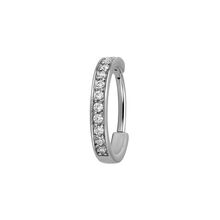 Surgical Steel Hinged Conch Ring - Single Row Cubic Zirconia 16 Gauge - 12mm