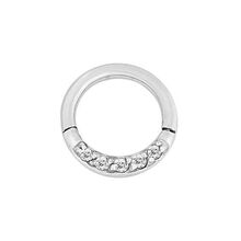 Surgical Steel Hinged Ring - Front Facing Cubic Zirconia 16 Gauge - 8mm