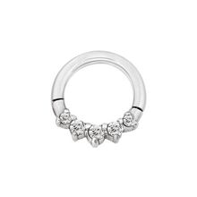 Surgical Steel Hinged Ring - Front Facing Crown Cubic Zirconia 16 Gauge - 8mm