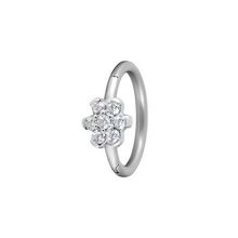 Surgical Steel Hinged Ring - Cubic Zirconia Flower