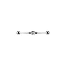 Surgical Steel Industrial Barbell - Cubic Zirconia Oval