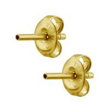 Gold Titanium Internal Ear Stud Post with Butterfly Back 18 Gauge Sold as Pairs