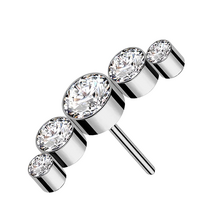 Titanium Threadless Attachment - Cubic Zirconia Half Moon Cluster 