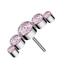 Titanium Threadless Attachment - Pink Cubic Zirconia Half Moon Cluster - 14 Gauge