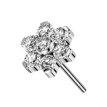 Titanium Threadless Attachment - Cubic Zirconia Flower