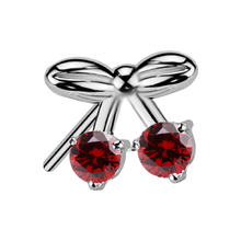 Titanium Threadless Floating Belly Attachment - Red Cubic Zirconia Cherries -14 Gauge