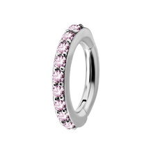 Titanium Belly Ring - Pink Premium Zirconia 14 Gauge - 8mm