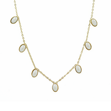 Gold Surgical Steel Bezel Set Pearl Necklace