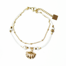 Gold Surgical Steel Threaded Shell Bracelet