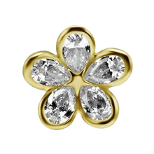 14K Gold - Premium Zirconia Flower - 8mm Threadless Attachment