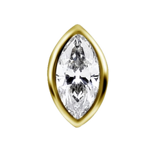14K Gold - Marquise Shape Premium Zirconia - 6mm Threadless Attachment