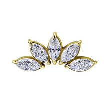 14K Gold - Premium Zirconia Lotus Crown - 12mm Threadless Attachment