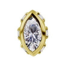 14K Gold - Premium Zirconia Marquise - 6mm Threadless Attachment