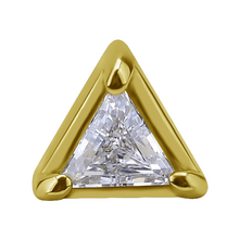 14K Gold 4mm Premium Zirconia Triangle Shape Threadless Attachment