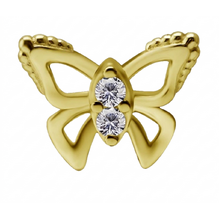 14K Gold - Butterfly Premium Zirconia - 8mm Threadless Attachment