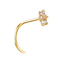 14K Gold Pigtail Nose Stud - Flower Premium Zirconia - 5mm