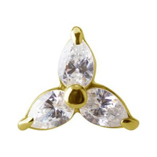 14K Gold Attachment for Threadless Labret - Premium Zirconia Pear - 6mm