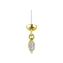 14K Gold Floating Helix Vertical Helix & Contraconch  Attachment for Threadless Labret - Oval Lab Created Diamond - 4mm