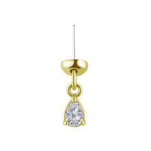 14K Gold Floating Helix, Vertical Helix & Contraconch  Attachment for Threadless Labret - Drop Lab Created Diamond - 3.5mm