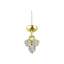 14K Gold Floating Helix Vertical Helix & Contraconch  Attachment for Threadless Labret - Trinity Lab Created Diamond - 3.5mm