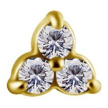 Gold Steel - Premium Zirconia - Trinity - 3.5mm Internal Thread Labret Attachment