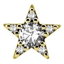 Sterilised Gold Steel - Premium Zirconia - Star - 7mm Internal Thread Labret Attachment