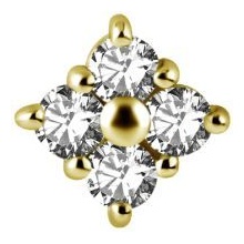 Sterilised Gold Steel - Premium Zirconia - Diamond - 6mm Internal Thread Labret Attachment