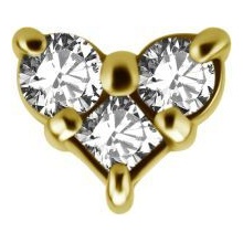 Sterilised Gold Steel - Cubic Zirconia - Heart - 5mm Internal Thread Labret Attachment