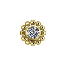 Gold Titanium - Premium Zirconia Ball Flower Cluster - 4mm Internal Thread Labret Attachment