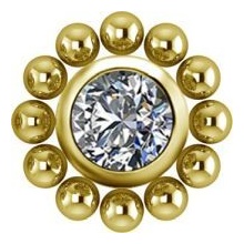 Sterilised Gold Titanium - Premium Zirconia Ball Flower Cluster - 4mm Internal Thread Labret Attachment