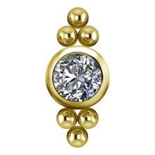 Gold Titanium - Premium Zirconia Ball Triangle Cluster - 5mm Internal Thread Labret Attachment