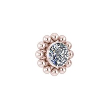 Rose Gold Titanium - Premium Zirconia Ball Flower Cluster - 4mm Internal Thread Labret Attachment