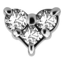 Sterilised Surgical Steel - Premium Zirconia - Heart - 5mm Internal Thread Labret Attachment