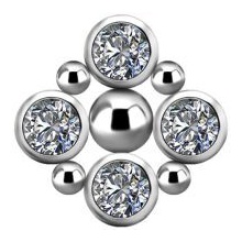 Titanium - Premium Crystal - Bezel Cluster Design - Internal Thread Labret Attachment