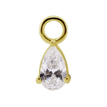 Gold Titanium Premium Zirconia Pear Charm
