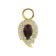 Gold Titanium Premium Zirconia Leaf Charm 