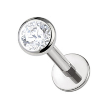 Titanium 2.35mm Premium Zirconia - Threadless 18G - 7mm Flatback Stud