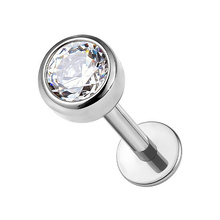 Titanium 3mm Premium Zirconia  - Threadless 18G - 7mm Flatback Stud