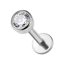 Titanium 2.5mm Premium Zirconia  - Threadless 18G - 7mm Flatback Stud