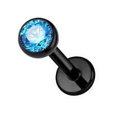 Black Titanium 2.35mm Aqua Prem Zirconia  - Threadless 18G - 7mm Post