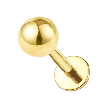Gold Titanium 2mm Ball  - Threadless 18G - 7mm Flatback Stud