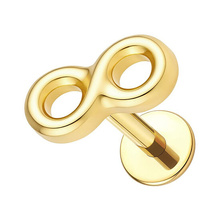 Gold Titanium 3mm Infinity  - Threadless 18G - 7mm Flatback Stud