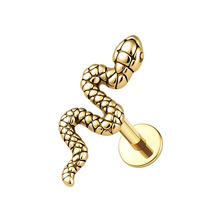 Gold Titanium 12mm Snake  - Threadless 18G - 7mm Post