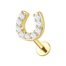 Gold Titanium 6mm Premium Zirconia Horseshoe - Threadless 18G - 7mm Post