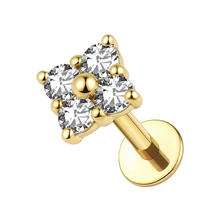 Gold Titanium 6mm Premium Zirconia Diamond - Threadless 18G - 7mm Post