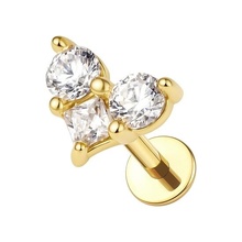 Gold Titanium 5mm Cubic Zirconia Heart - Threadless 18G - 7mm Post