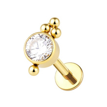 Gold Titanium Premium Zirconia 5mm Ball Cluster - Threadless 18G - 7mm Post