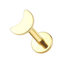 Gold Titanium 3mm Moon - Threadless 18G - 7mm Flatback Stud